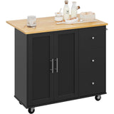 VICCO Rolling Kitchen Island Cart with Folding Drop Leaf Breakfast Bar White