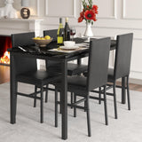 VICCO 5 Piece Dining Table Set Modern Faux Marble Tabletop and 4 PU Leather Upholstered Chairs