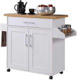 VICCO Kitchen Island with Spice Rack with Beech Top, 15.5 x 35.5-44.9 x 35.2 inches