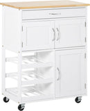 VICCO Bar Cart Rolling Kitchen Island on Wheels with 9-Bottle Wine Rack, Small Kitchen Cart with Wide Drawer