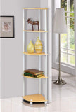 VICCO 5 Tier Corner Display Rack Multipurpose Shelving Unit, 1-Pack, Beech/White