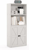 VICCO 6 Tier Bookshelf and Bookcase, Wooden Bookshelves with Cabinet Doors Floor Bookshelves White