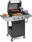 Vicco 3 Burners BBQ Grill Propane with Side Burner, Outdoor Gas Grill with Porcelain-Enameled Cast Iron Grates