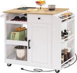 VICCO Kitchen Storage Island with Drawer, Spice Rack, Towel Rack For Dining Room, White