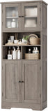 VICCO Tall Bathroom Storage Cabinet, Wooden Storage Cabinet with Doors and Shelves, Freestanding Pantry Cabinet Grey