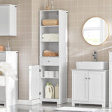 VICCO Tall Bathroom Storage Cabinet with Shelves and Drawers White