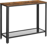 Vicco Console Table, 2-Tier Entryway Table with Mesh Shelf, Narrow Sofa Table, Steel Frame, Adjustable Feet