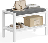 Vicco Shoe Rack Bench with Cushion Upholstered Padded Seat, Storage Shelf