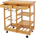 VICCO Kitchen Island Cart with Storage, Rolling Side Table on Wheels with 2 Drawers, 3 Shelves