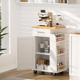 VICCO Kitchen Island with Storage Cart Table Rolling Butcher Block Cabinets Small on Wheels Portable Drawers White