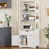 VICCO Storage Cabinet with 2 Open Shelves, 1 Drawer and 1 Cupboard Kitchen Pantry Storage Cabinet with Microwave