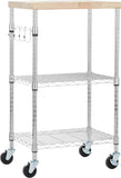 VICCO Kitchen Storage Microwave Rack Cart on Caster Wheels 175 Pound Capacity, 21 x 15 x 36.7 inches (LxWxH), Wood/Chrome