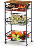 VICCO 4 Tier Rolling Kitchen Storage Cart, Metal Snack Cart with Wheels