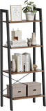 Vicco Shelf, 4-Tier Bookshelf, Storage Rack, Bookcase with Steel Frame,