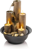 Vicco Tabletop Tiered Water Fountain Featuring 3 Candles for Desktop and Table