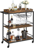 VICCO Kitchen Serving Cart with Removable Tray, 3-Tier Kitchen Utility Cart on Wheels with Storage