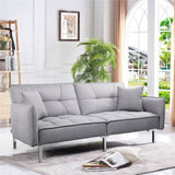 Vicco Fabric Covered Futon Sofa Bed with Adjustable Backrest, Gray