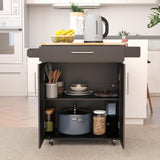 VICCO Kitchen Island on Wheels White Rolling Trolley Cart Island Cart Storage Cabinet with Rubber Solid Wood Counter