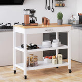 VICCO 3 Tier Kitchen Island Carts on Wheels with Storage White)