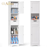 Vicco Bathroom Storage Cabinet, White Linen Cabinet, Narrow Tall Cabinet Storage Tower