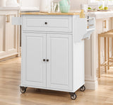 VICCO Kitchen Island Cart with Adjustable Shelf, Drawer and Storage Cabinet, for Dining Room, Bar, White