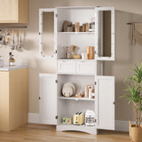 VICCO Cabinet with Glass Door & Shelves & 2 Drawers Modern Bathroom Cabinet, White