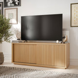 Vicco Fluted TV Stand for TV’s up to 70” by Drew Barrymore, Warm Honey Finish