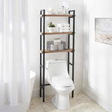 VICCO Jace 3-Shelf Over the Toilet Space Saver, Black and Natural Oak Finish