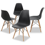 VICCO Dining Chair PVC Plastic Lounge Chair Kitchen Dining Room Chair, Black Set of 4