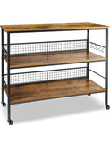 VICCO Rolling Kitchen Storage Cart Island with large open shelves and Large Worktop, 3-Tier Kitchen Baker’s Rack with 10 Hooks