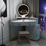 Vicco Corner Vanity Set with Lighted Mirror, Makeup Vanity Dressing Table with Drawers