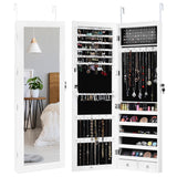 Vicco Wall Door Mounted Mirror Jewelry Cabinet Organizer w/LED Light