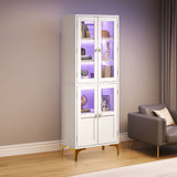 Vicco 5-Tier Bookcase with Double Doors and LED Light, 65