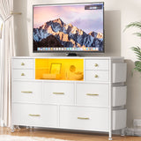 Dressers for Bedroom TV Stand with Power Outlets LED Lights