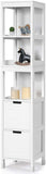 Vicco Tall Bathroom Cabinet, Wooden Free Standing Floor Storage Cabinet with Three Open Shelves and Two Drawers