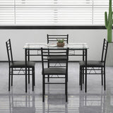 VICCO 5 Piece Dining Set Glass Top Table & 4 Upholstered Chairs Kitchen Room Furniture