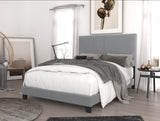 Vicco Twin Nailhead Trim Linen Upholstered Bed, Light Gray