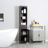 VICCO Bathroom Storage Cabinet, Free Standing Bathroom Storage Unit, Tall Linen Tower with 3-Tier Shelves and Drawer, Brown