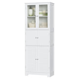 Vicco 6 Doors Linen Storage Cabinet Wood Tall Cabinet Cupboard for Bathroom, White