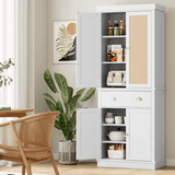 Vicco 72.4'' Tall Kitchen Pantry with 4 Doors, Large Drawer Shelves Wood Pantry Storage