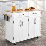 VICCO Portable Kitchen Island Cart with 2 Drawers & 4 Doors, Rolling Storage Cart  White