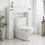 Vicco Toilet Storage Cabinet with 2 Side Doors, Bathroom Space Saver with Pull-Down Door, Toilet Rack, White