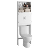 Vicco Over Toilet Storage Cabinet, 4 Tier Bathroom Storage Rack with 2 Doors, White