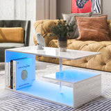 Vicco Coffee Table with Open Shelf LED Lights Smart APP Control White