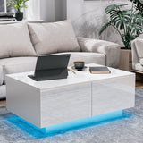 Vicco Coffee Table with 4 Drawers High Gloss White Finish Modern Living Room