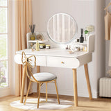 Vicco Vanity Table Set with Mirror, Modern Makeup Vanity Dressing Desk with 2 Drawers & 2 Shelves ,White (Without Stool)