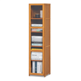 Vicco Bamboo Narrow 5 Tiers Bookcase with Acrylic Doors Display Storage Shelves, Brown, for Home