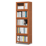 Vicco Bamboo Tall 5 Tiers Bookcase, Free Standing Shelf with Acrylic Door