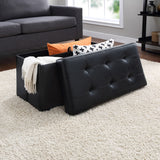 Vicco 30-inch Collapsible Storage Ottoman, Quilted Black Faux Leather