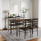 Vicco 5-Piece Wood & Metal Dining Room Set, Seats 4, Canyon Walnut & Black